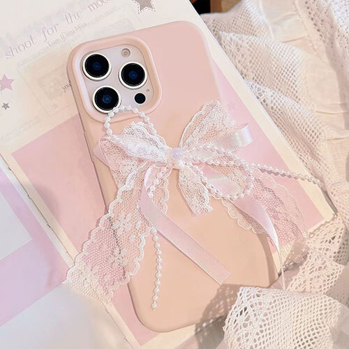 Cute Bow Lace Iphone Case - Body Material: Silicon