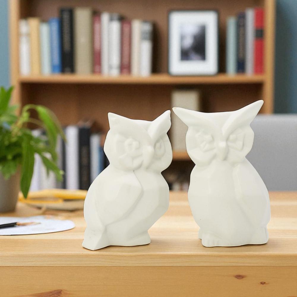 Ceramic Owl Set of 2 White