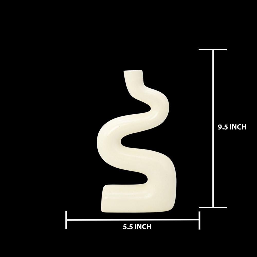 Ceramic Zig Zag Vase - Color: White