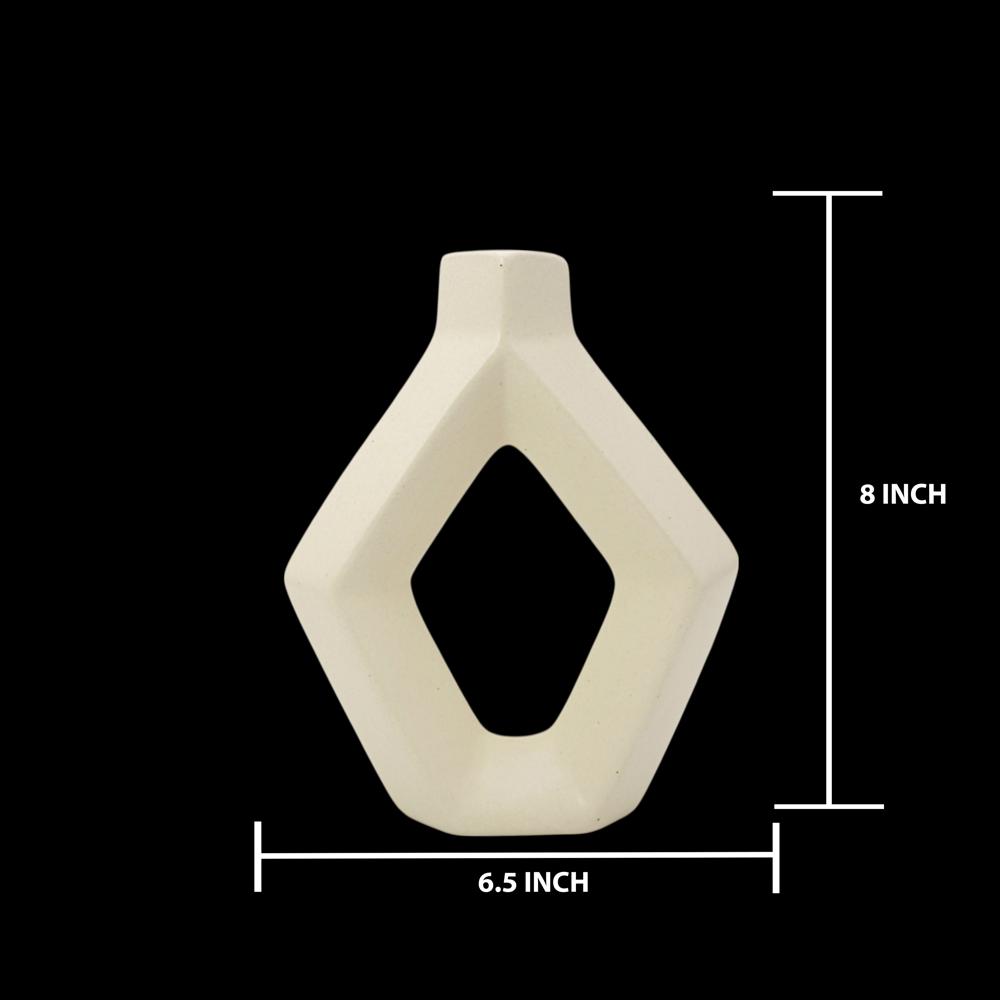 Ceramic Hexa Vase - Color: White