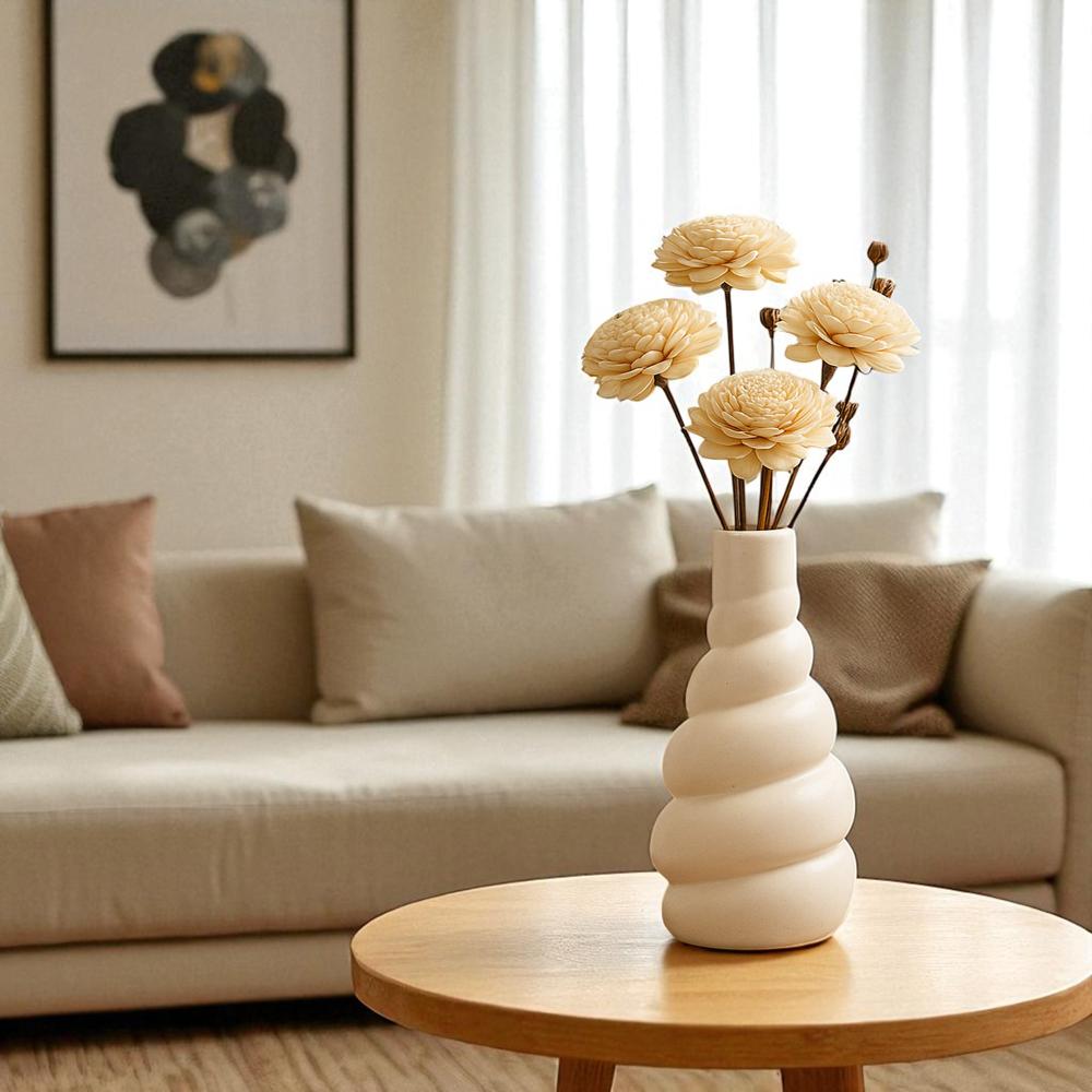 Ceramic Stripped Bottle Vase