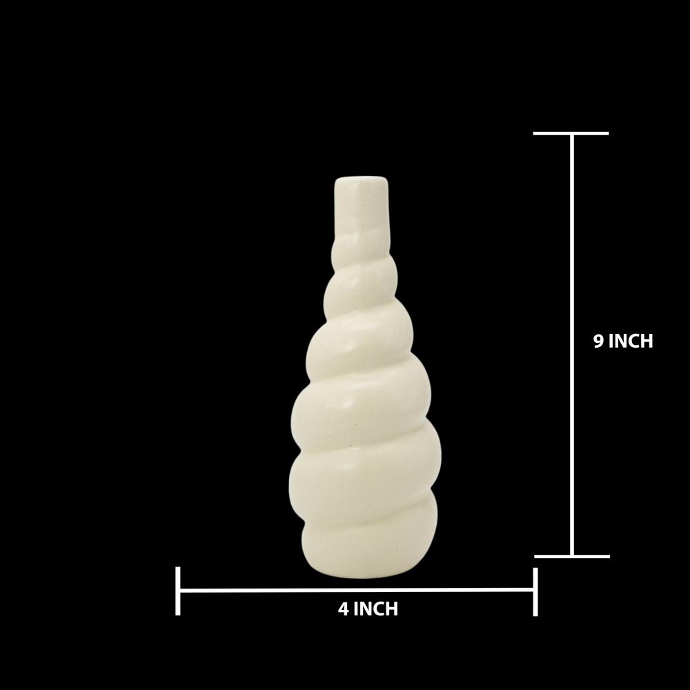 Ceramic Stripped Bottle Vase - Color: White