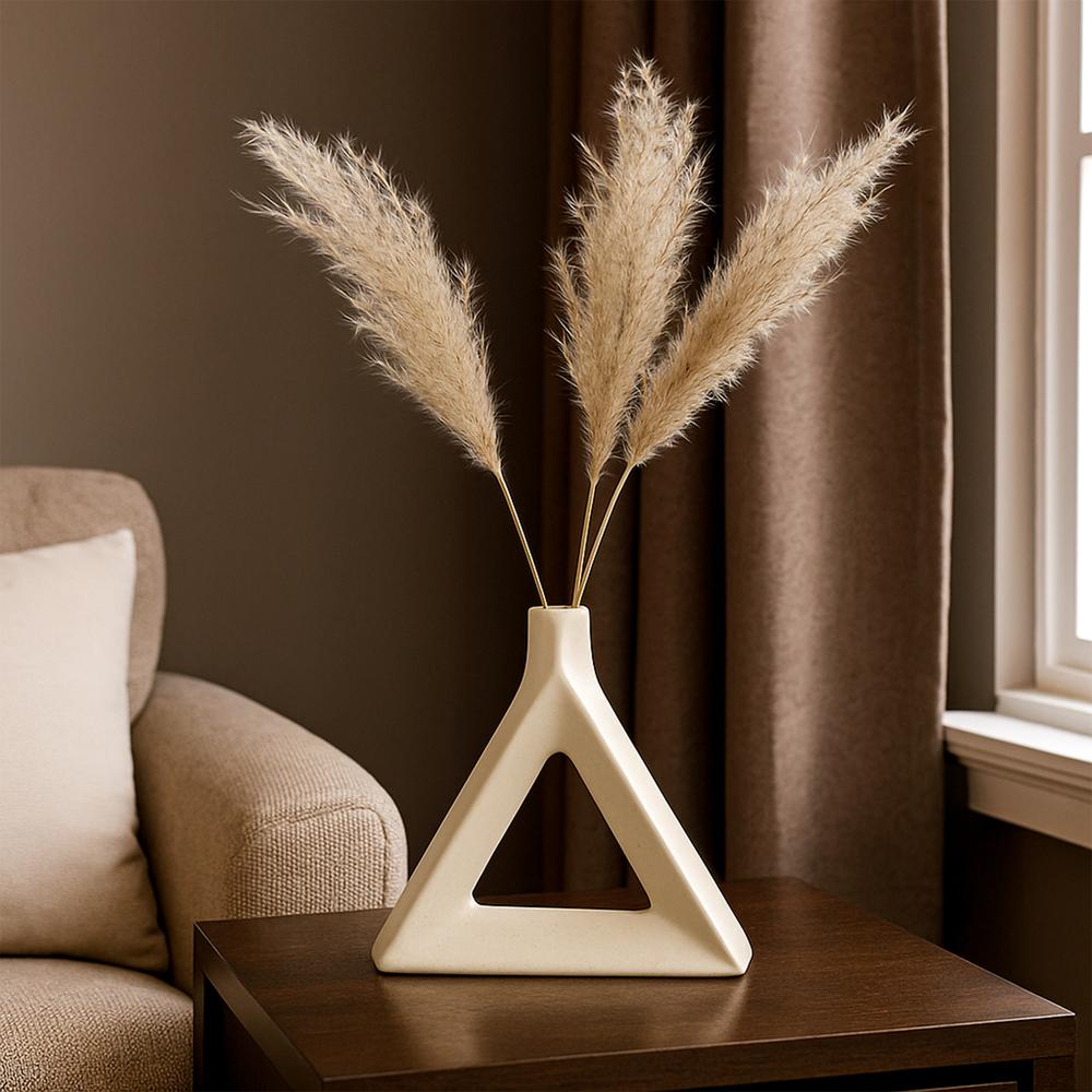 Ceramic Triangle Flower Vase - Color: White