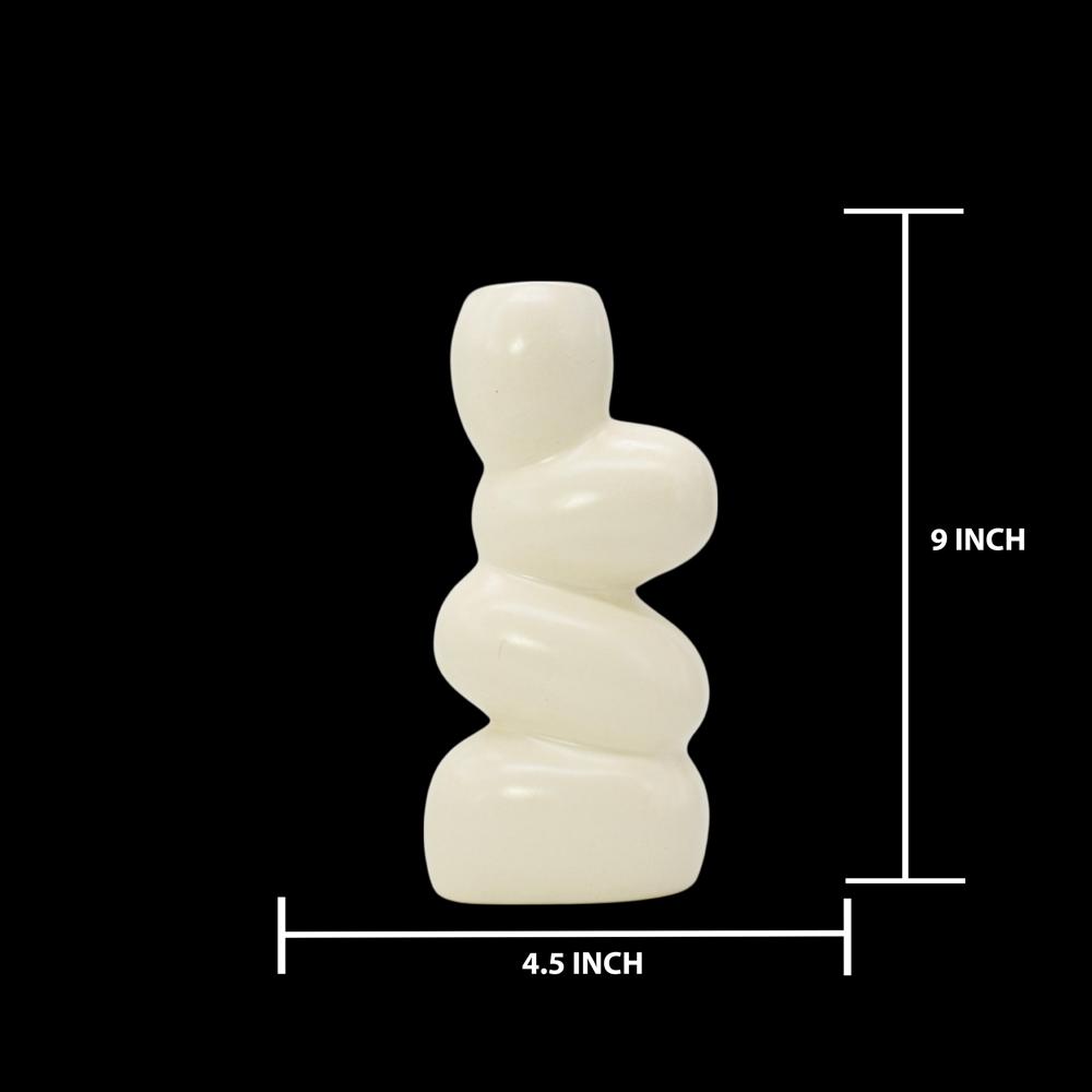 Ceramic Stone Shape Flower Vase - Color: White
