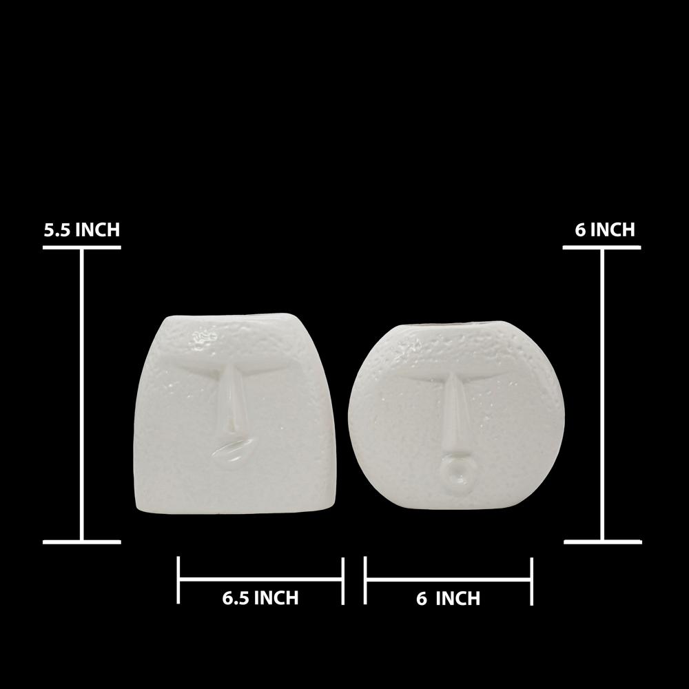 Ceramic Round Face Set Of 2 white