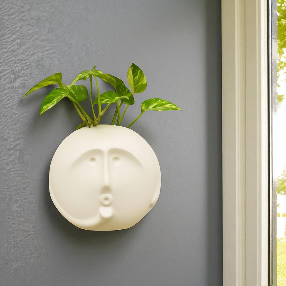  Ceramic Round Face Planter White