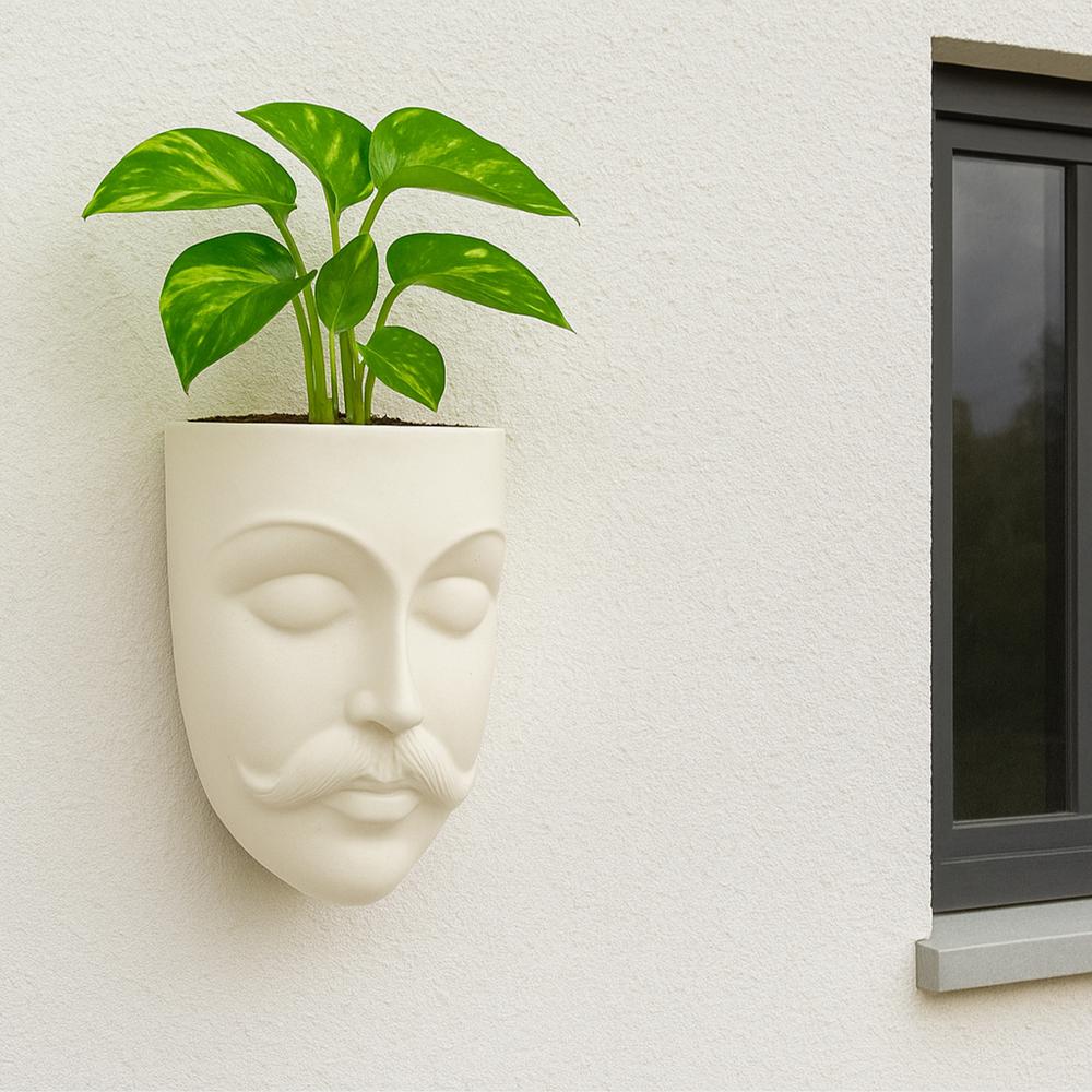  Ceramic Human Face Planter White