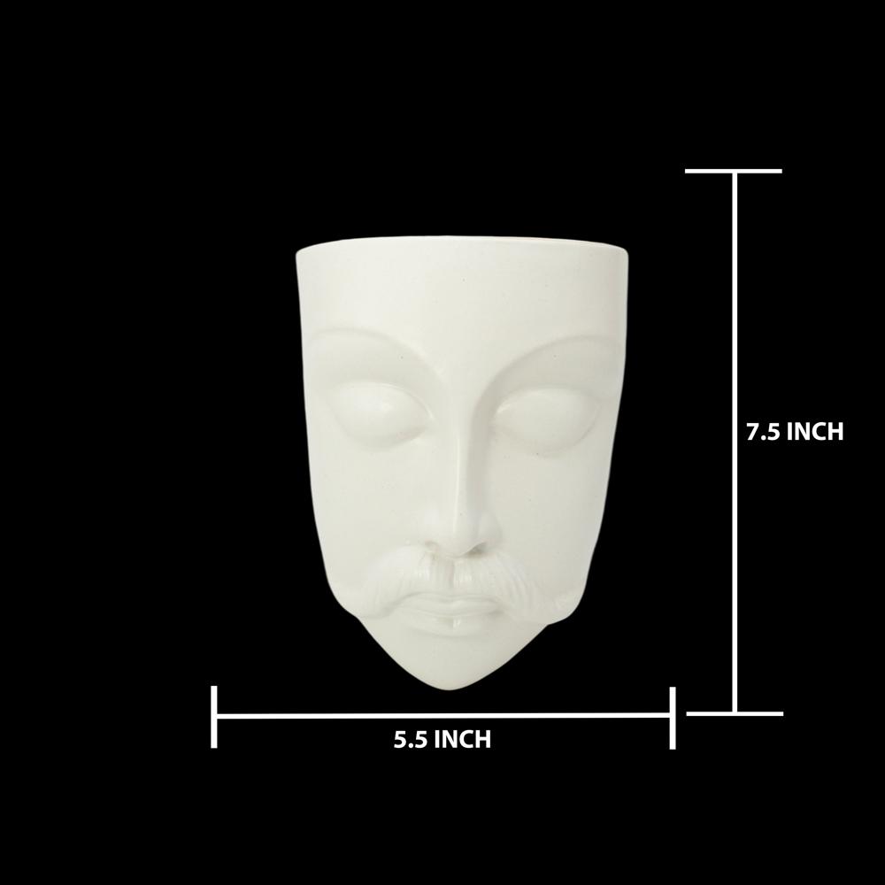 Ceramic Human Face Planter White - Feature: Washable