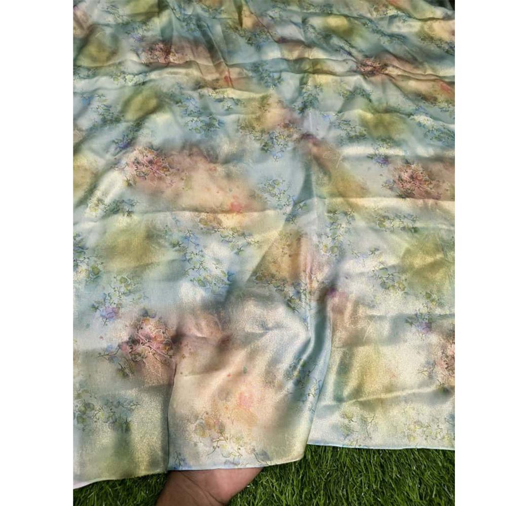 Poly Satin Georgette Digital Printed Fabric with Smoke Work 44