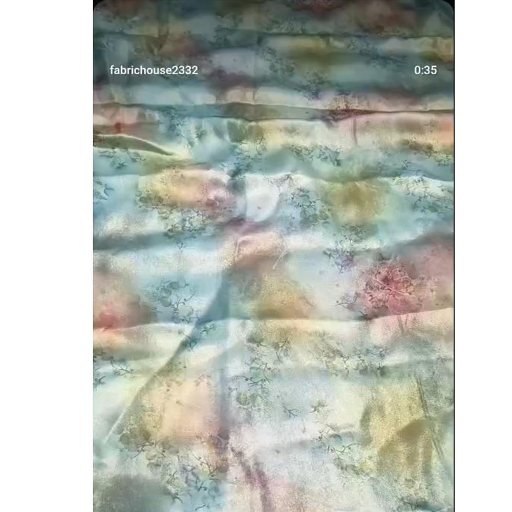 Poly Satin Georgette Digital Printed Fabric with Smoke Work 44
