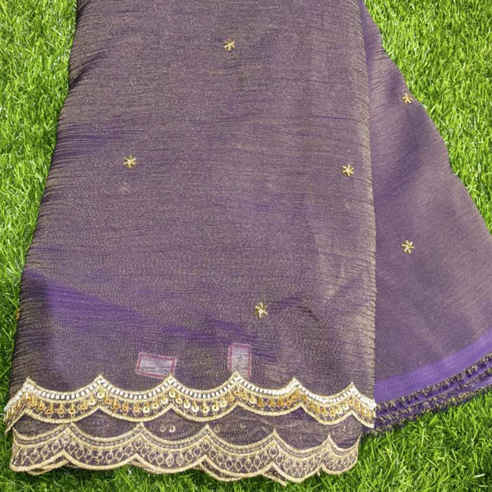 Pure Viscose Tissue Crush Fabric with Hand Moti Embroidery 44