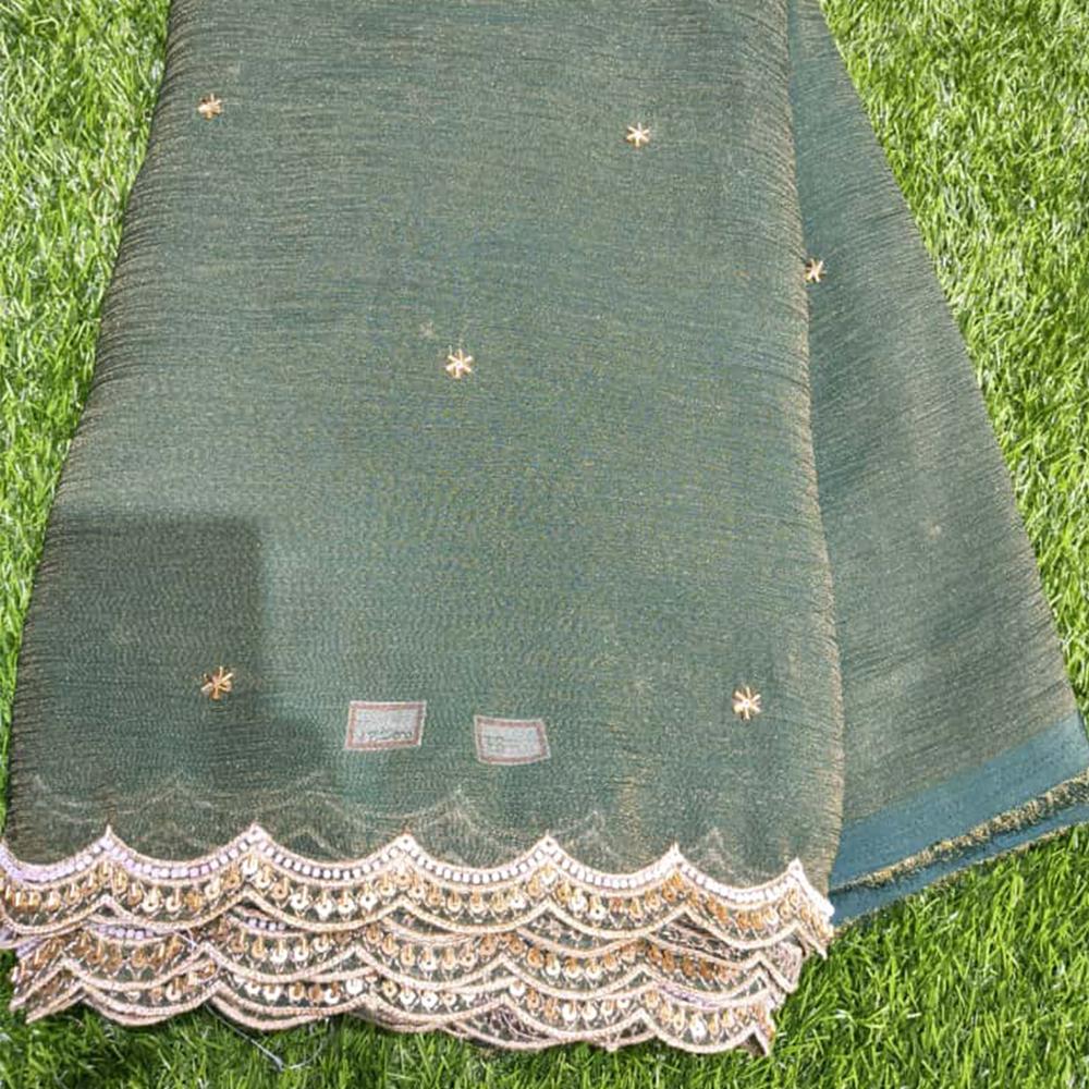 Pure Viscose Tissue Crush Fabric with Hand Moti Embroidery 44