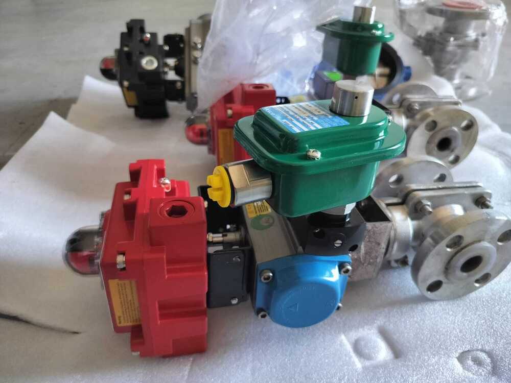 3 Way Ball Valve With Pneumatic Rotary Actuator