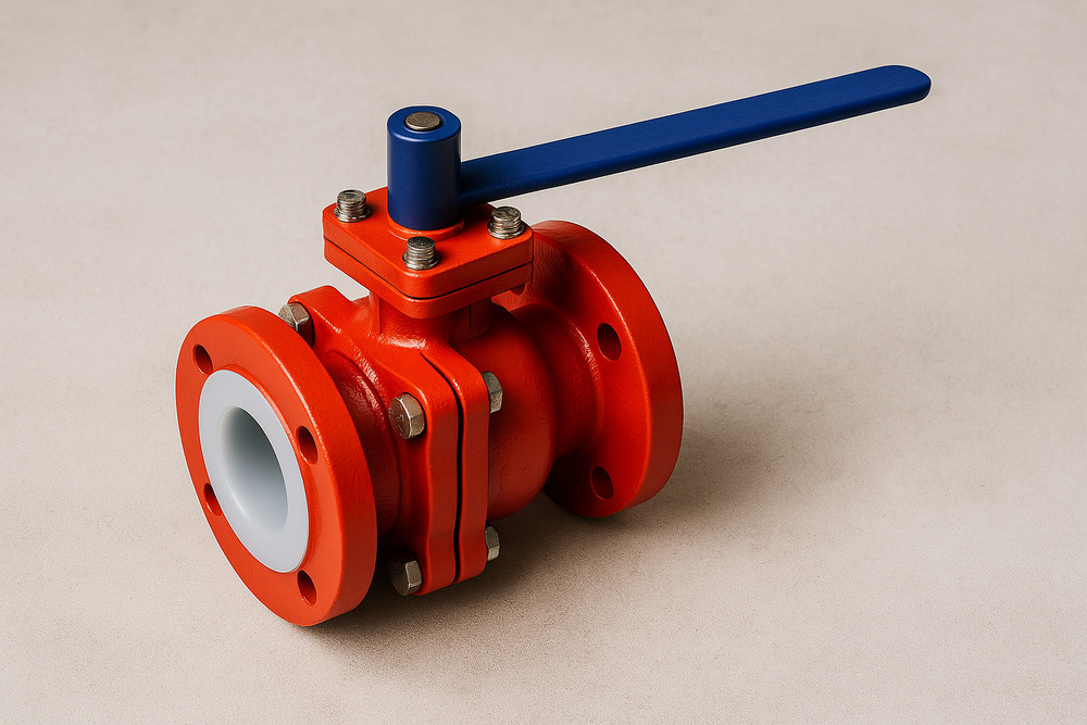 Feppfa Lined Flanged End Ball Valve - Finish: Color Coated