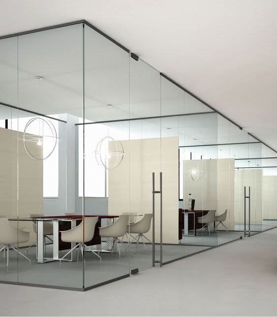 Toughened Glass Office Partition - Color: Transparent