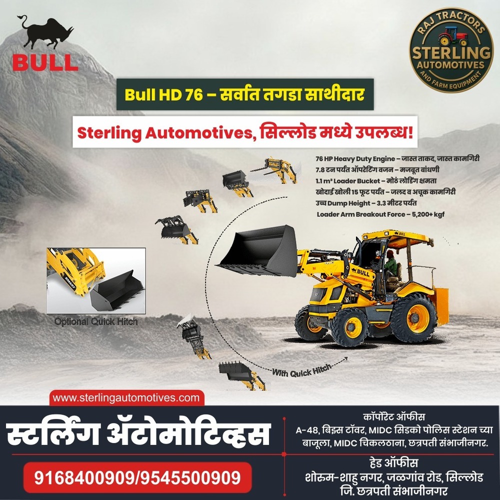Bull Hd 76 Backhoe Loader - Color: Yellow