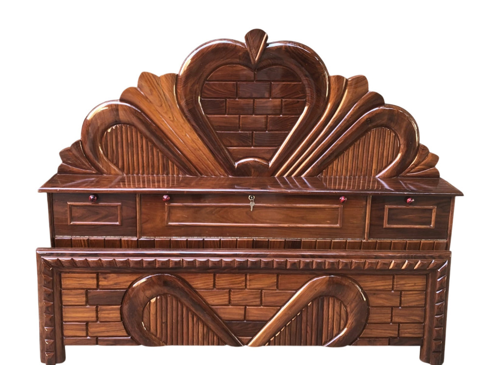 Apple Model Bed Full Sheesham Wood Headboard - Assembly: Carpenter Assembly
