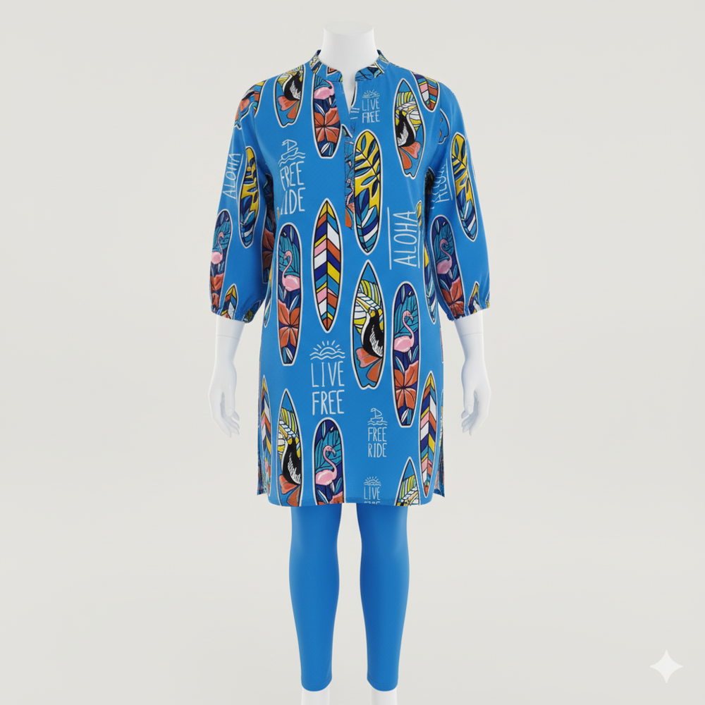 Digital Printed Tissue Gold Fabric - Color: Blue