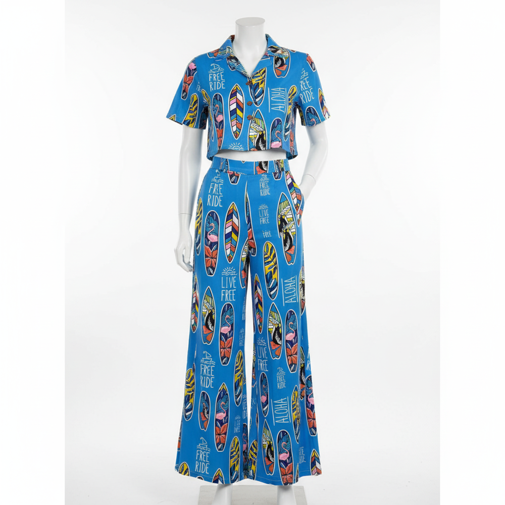 Blue Printed Georgette Fabric, Digital Prints