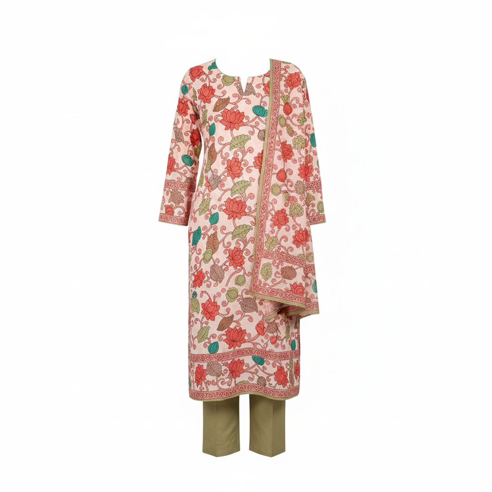 Lotus Flower Digital Print Satin Fabric