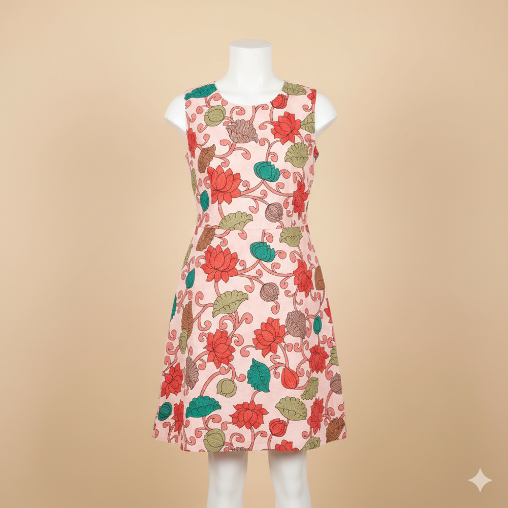 Lotus Flower Digital Print Satin Fabric