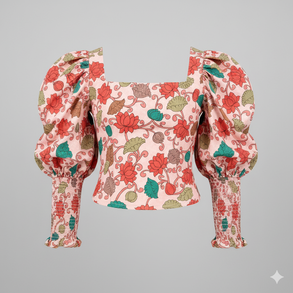 Lotus Flower Digital Print Satin Fabric