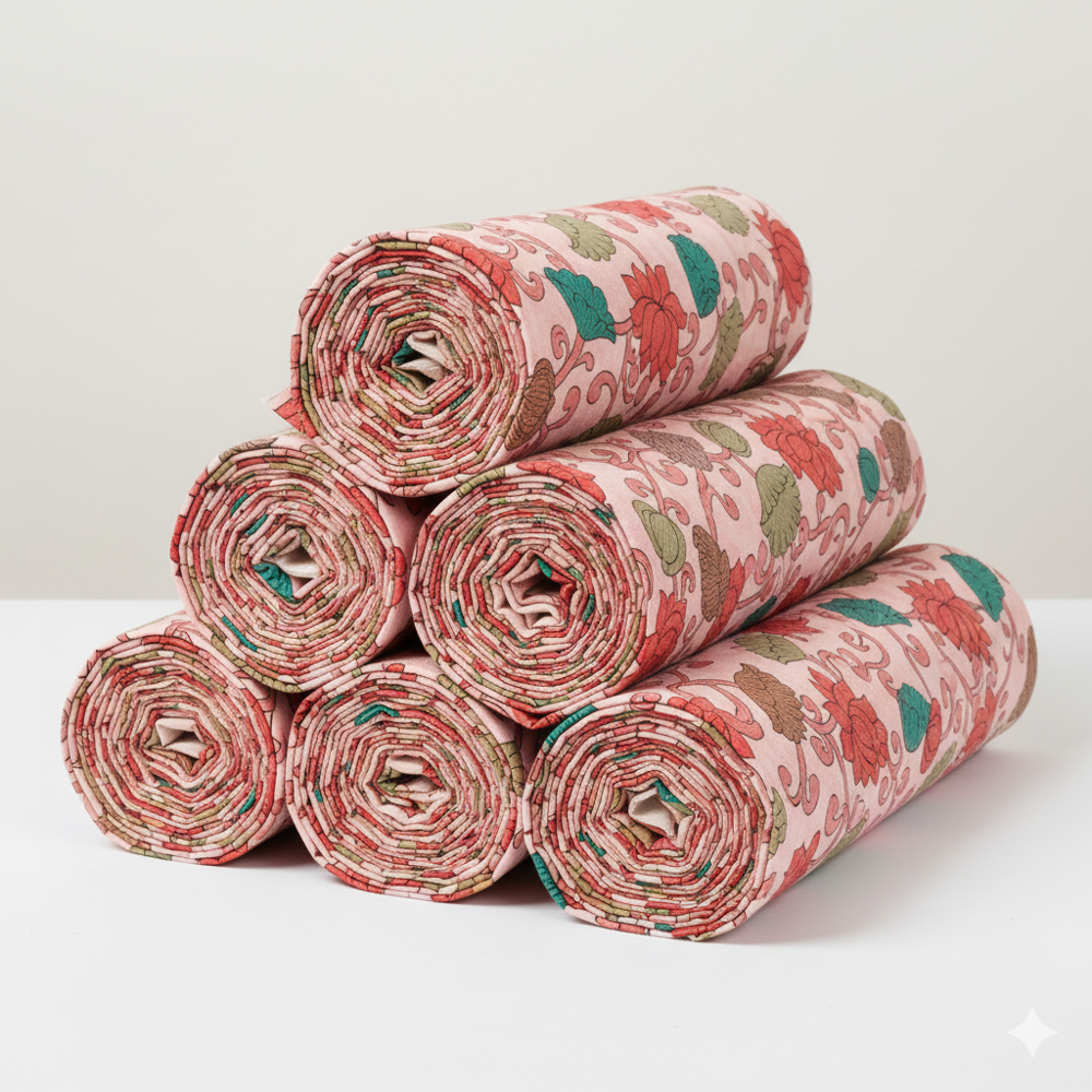 Lotus Flower Digital Print Satin Fabric