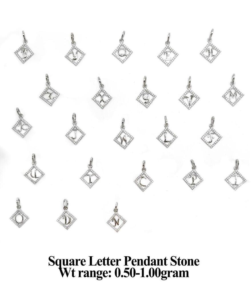 92.5% New Design Silver Square Letter Pandant Stone