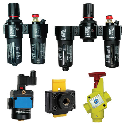 BIMBA FRL Units - Metal & Polycarbonate Bowl Types, 1/8"-1 1/2" Ports | Air Filtration, Variable Pressure Regulation, Compact Design