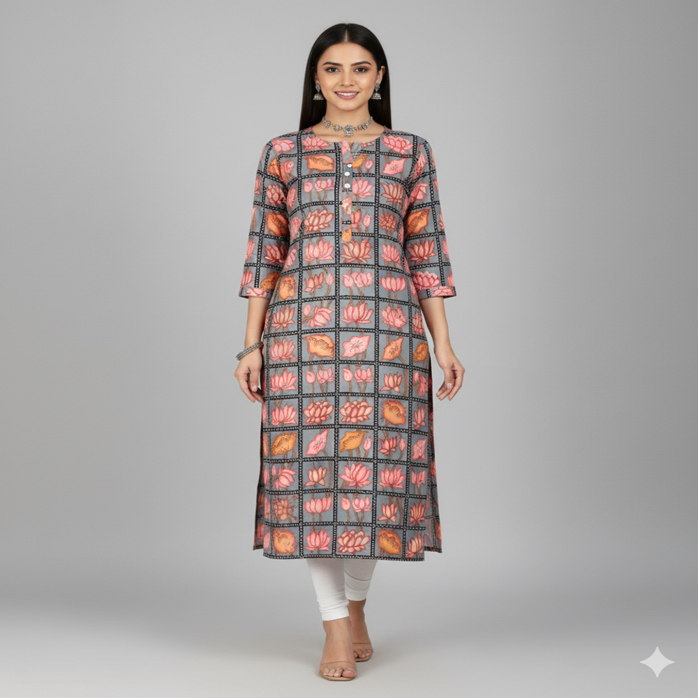 Cambric Kalamkari Fabric, Digital Prints, Multicolour