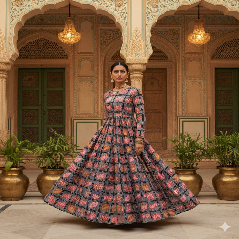 Cambric Kalamkari Fabric, Digital Prints, Multicolour