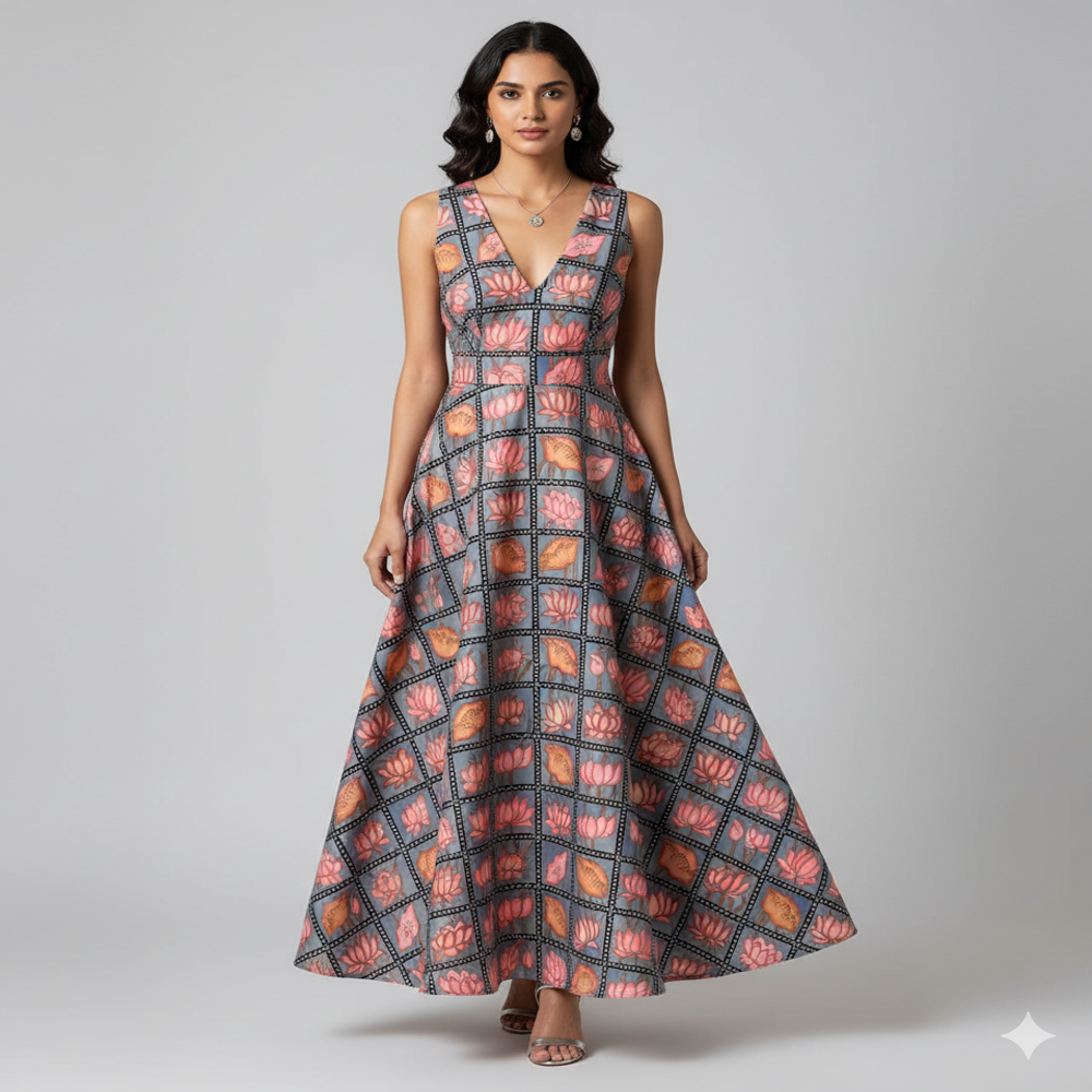 Cambric Kalamkari Fabric, Digital Prints, Multicolour