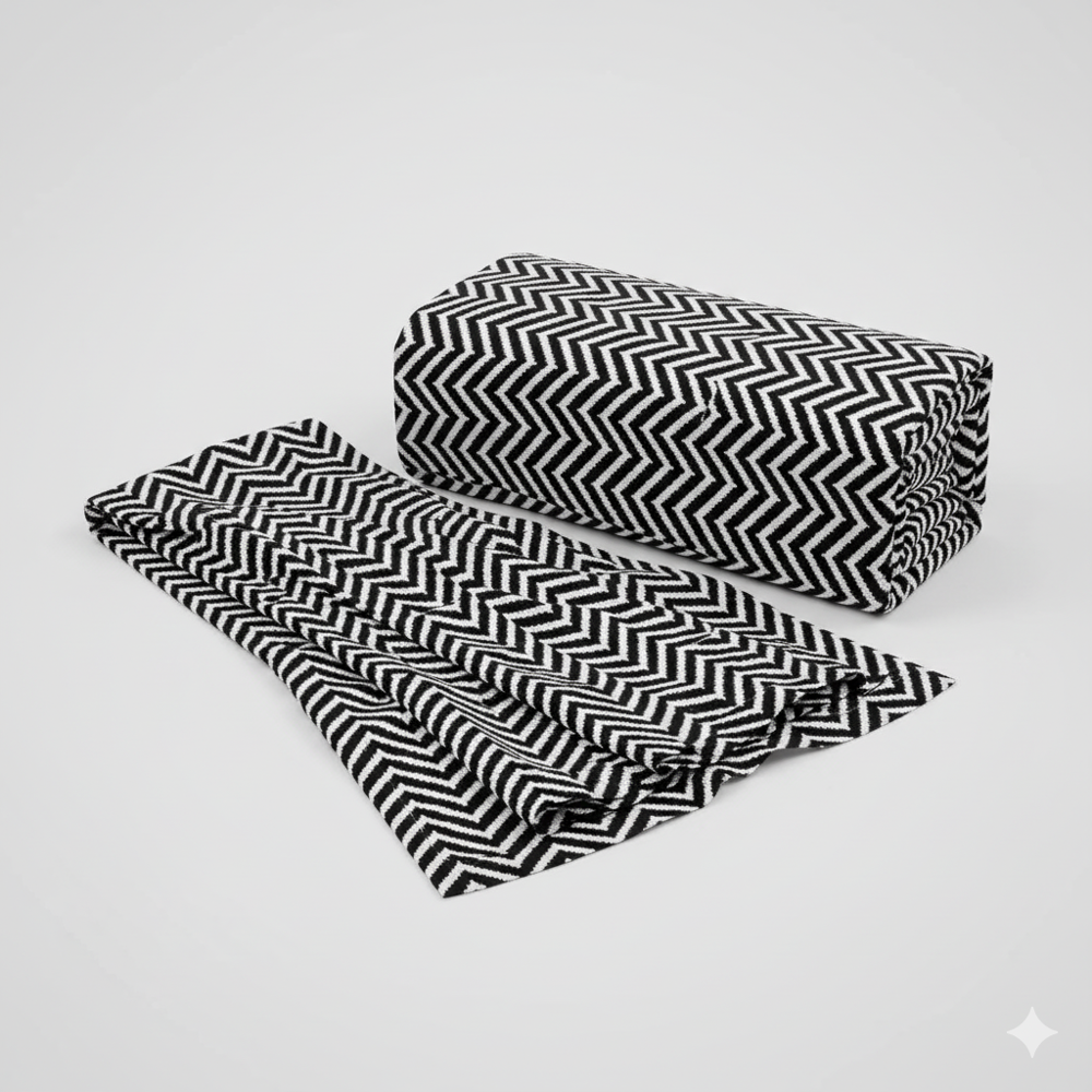 digital geometric printed fabric, Black