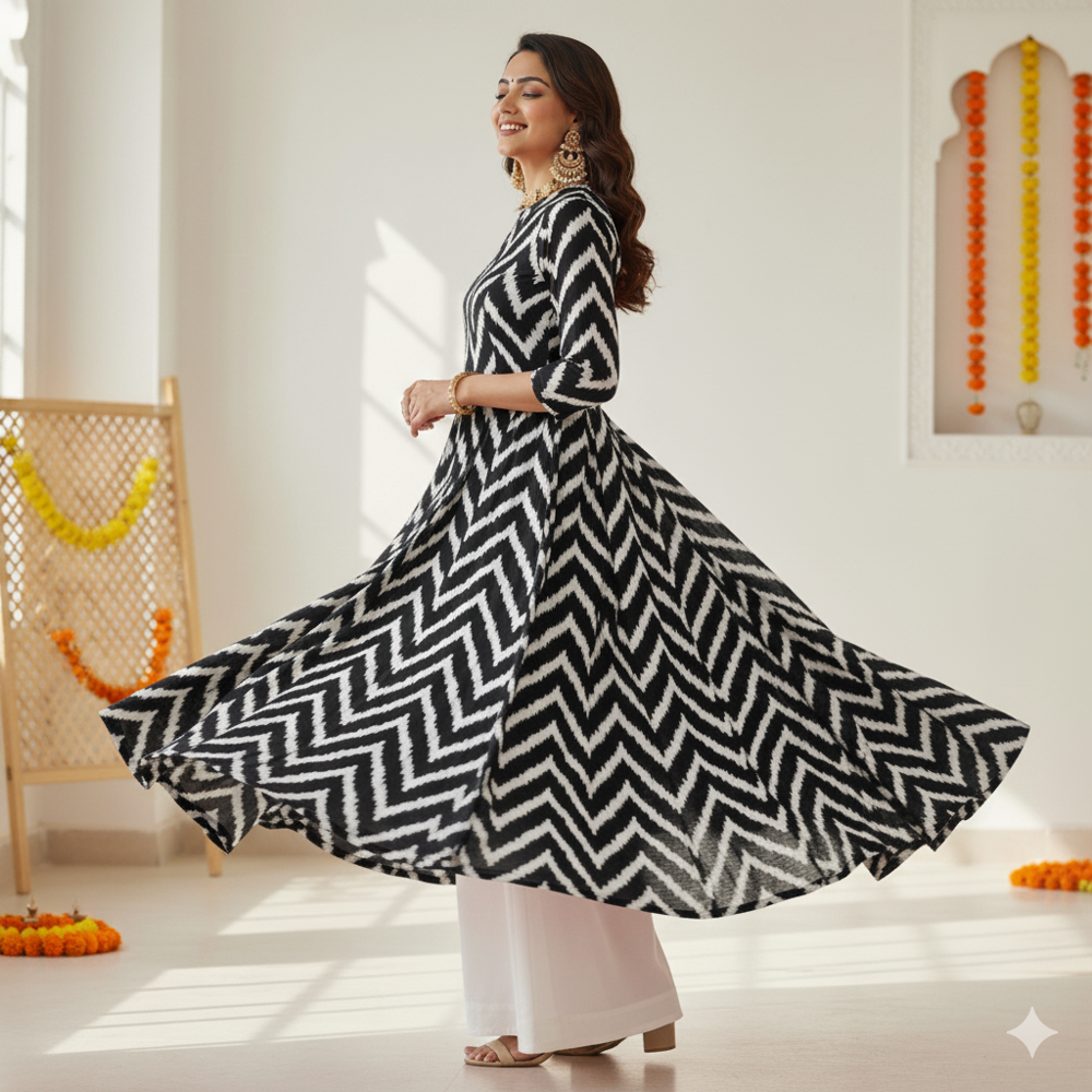 digital geometric printed fabric, Black