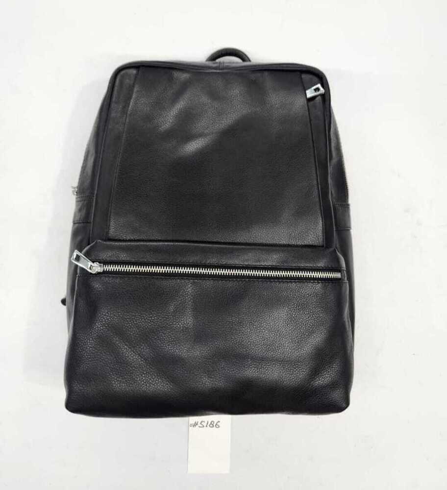 Black Color Backpack - Material: Leather