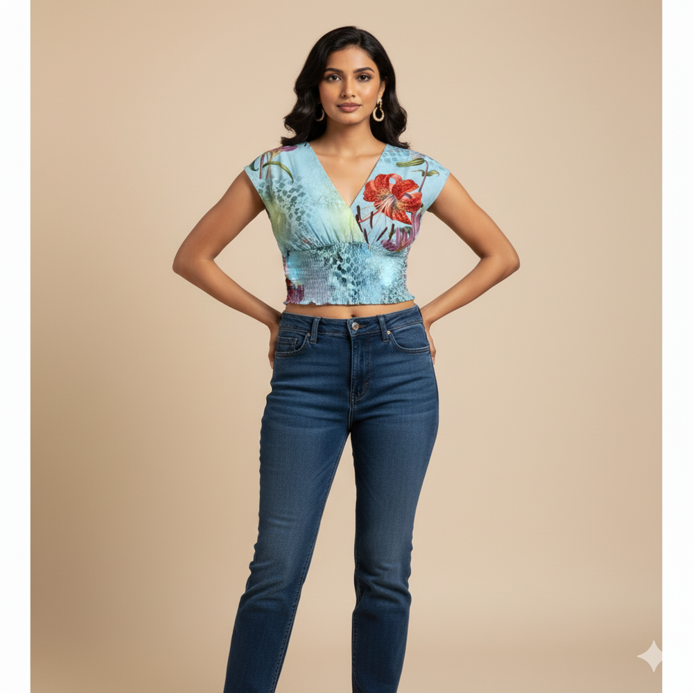 Floral Print Fabric, Digital Prints, Multicolour