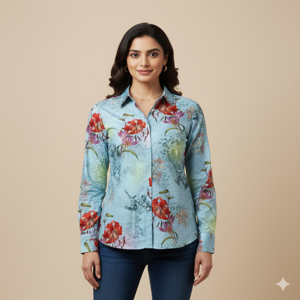 Floral Print Fabric, Digital Prints, Multicolour