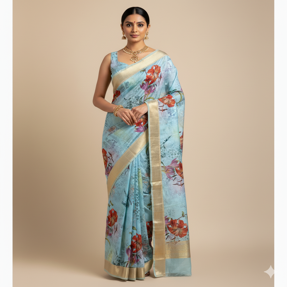 Floral Print Fabric, Digital Prints, Multicolour