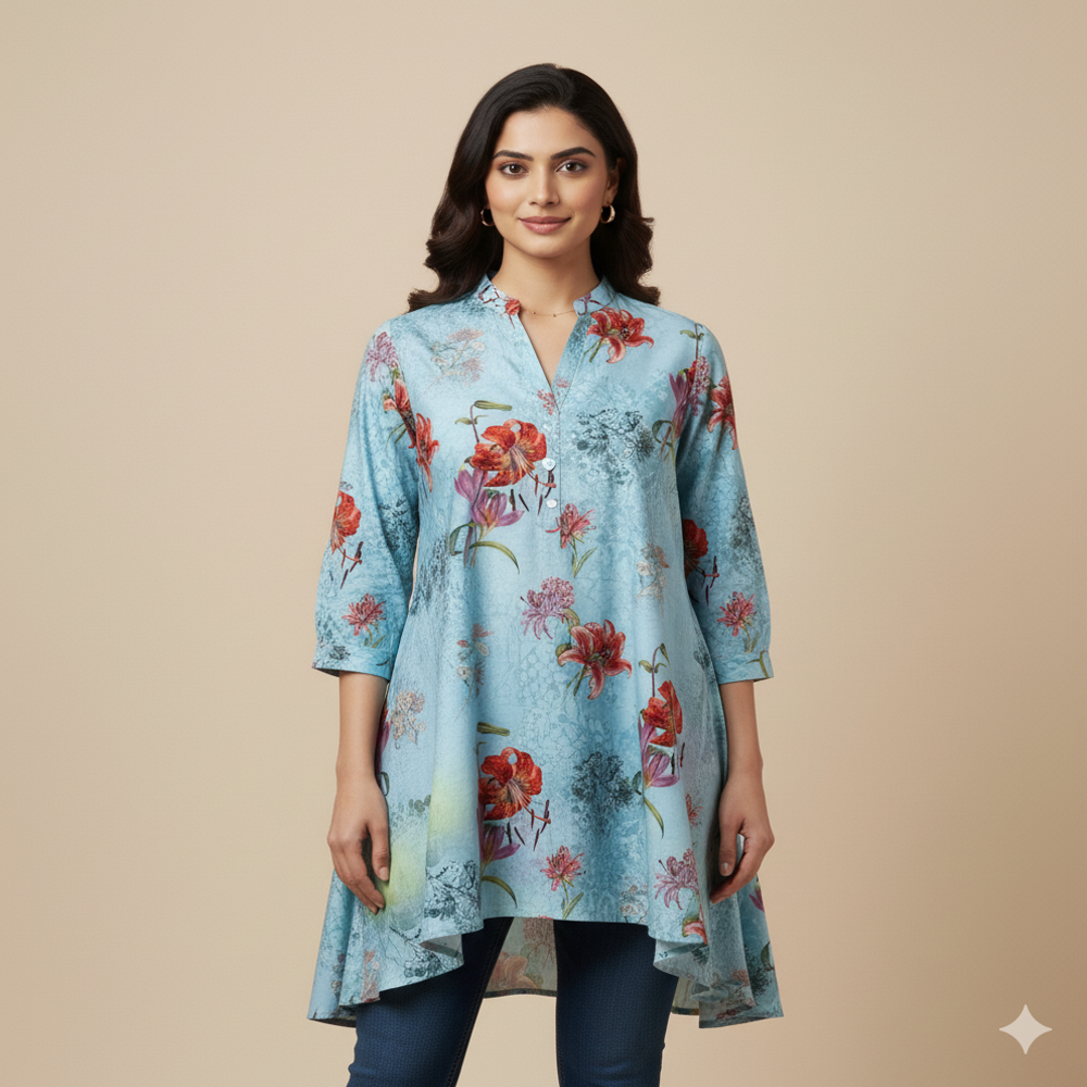 Floral Print Fabric, Digital Prints, Multicolour