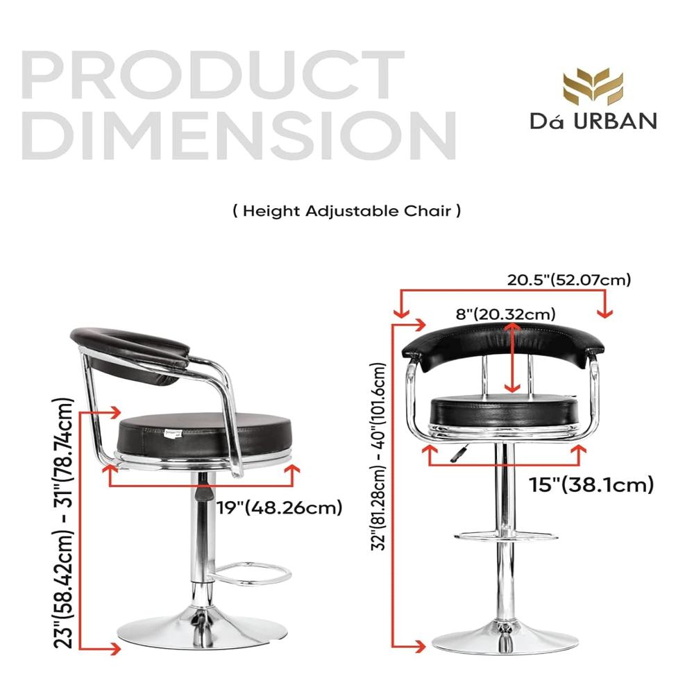 Height Adjustable Bar Stool - Color: Black & Sliver