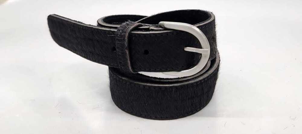 3.2Cm Black Hair On Jeans Belt - Belt Type: Leather