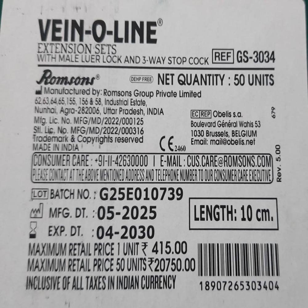 EXTENSION SET VEIN O LINE 10 CM