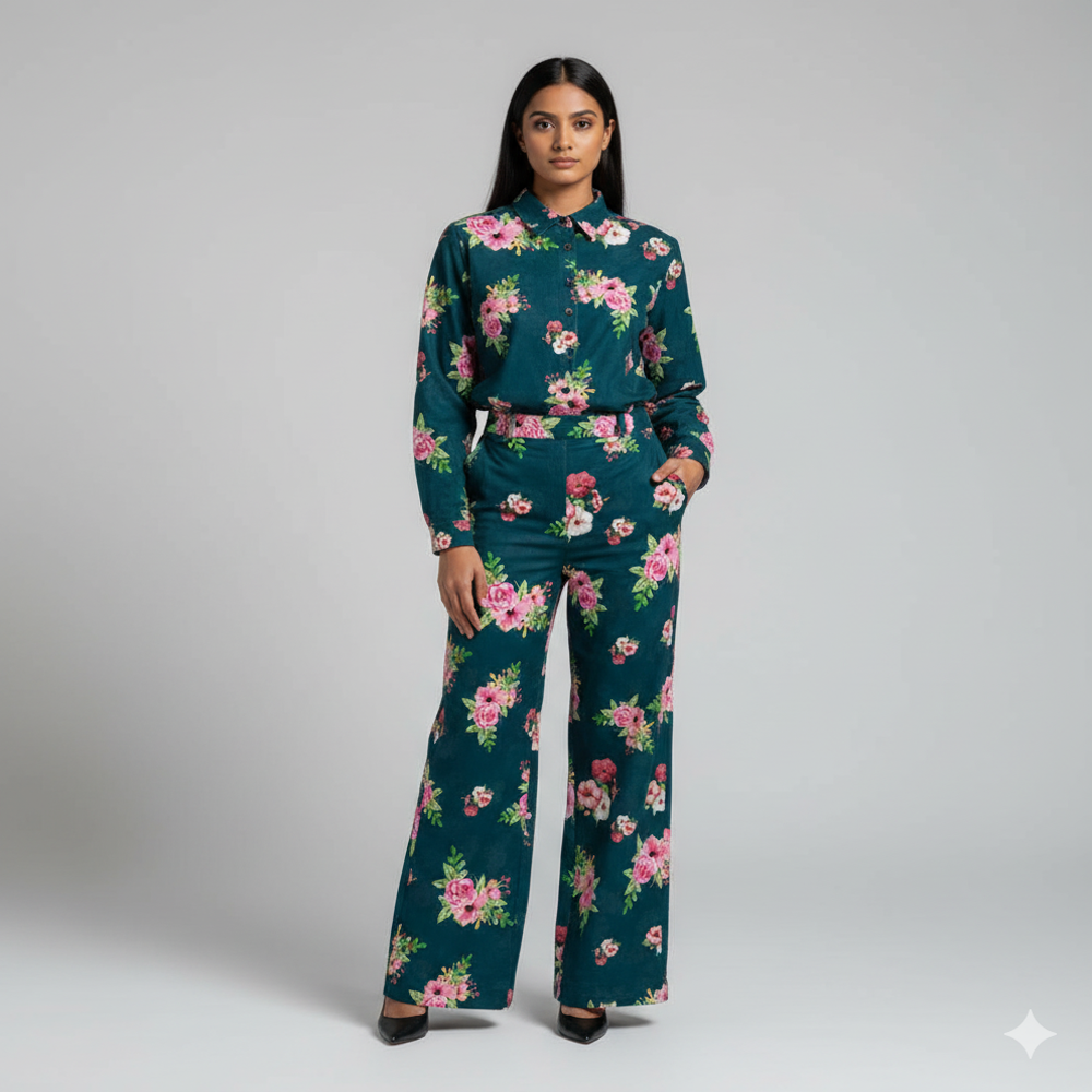  Viscose black Floral Fabric 