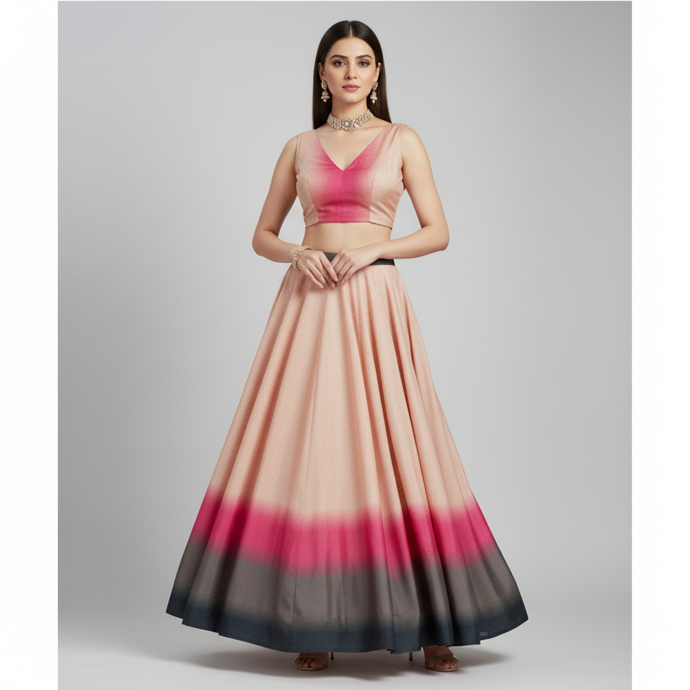 Viscose pink  Color Gradient Fabric