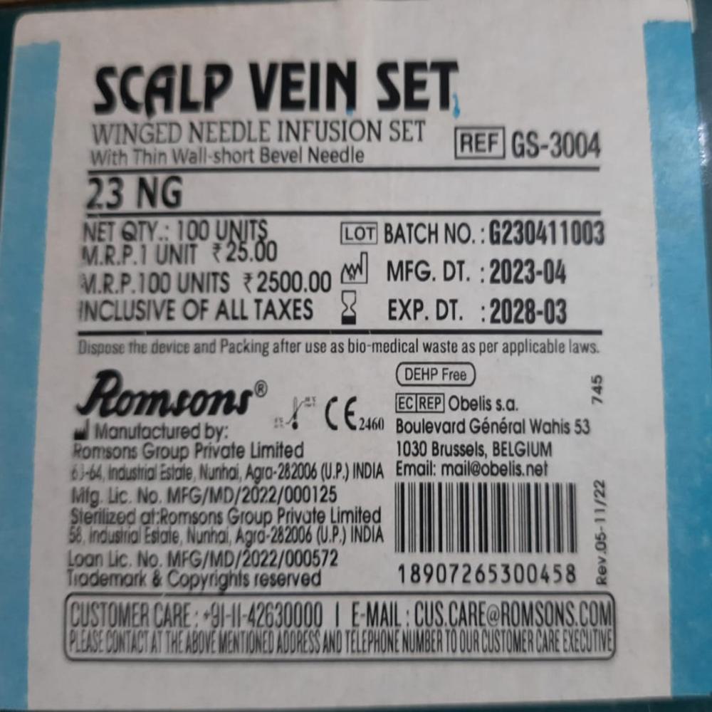 ROMSONS SCALP VEIN SET 23 NG