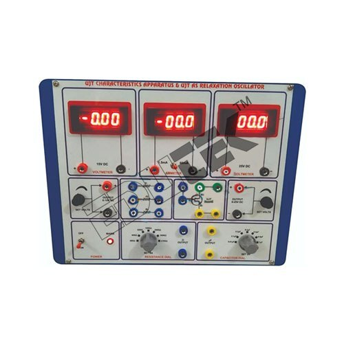 UJT CHARACTERISTICS APPARATUS & UJT AS RELAXATION OSCILLATOR WITH ALUMINUM PANEL & DIGITAL PANEL METERS
