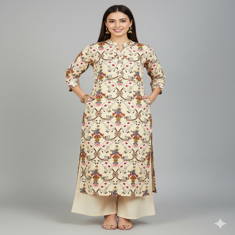 Pichwai/Krishna-themed print  FABRIC