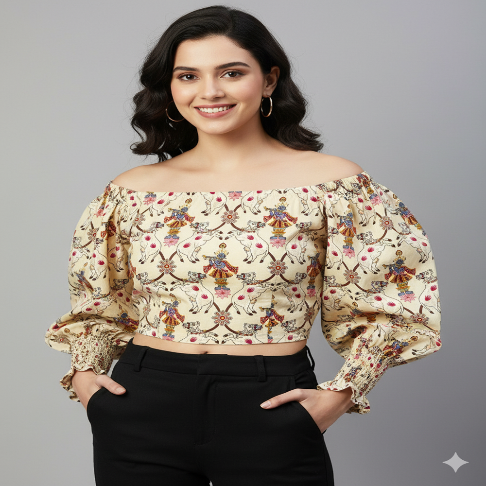 Pichwai/Krishna-themed print  FABRIC