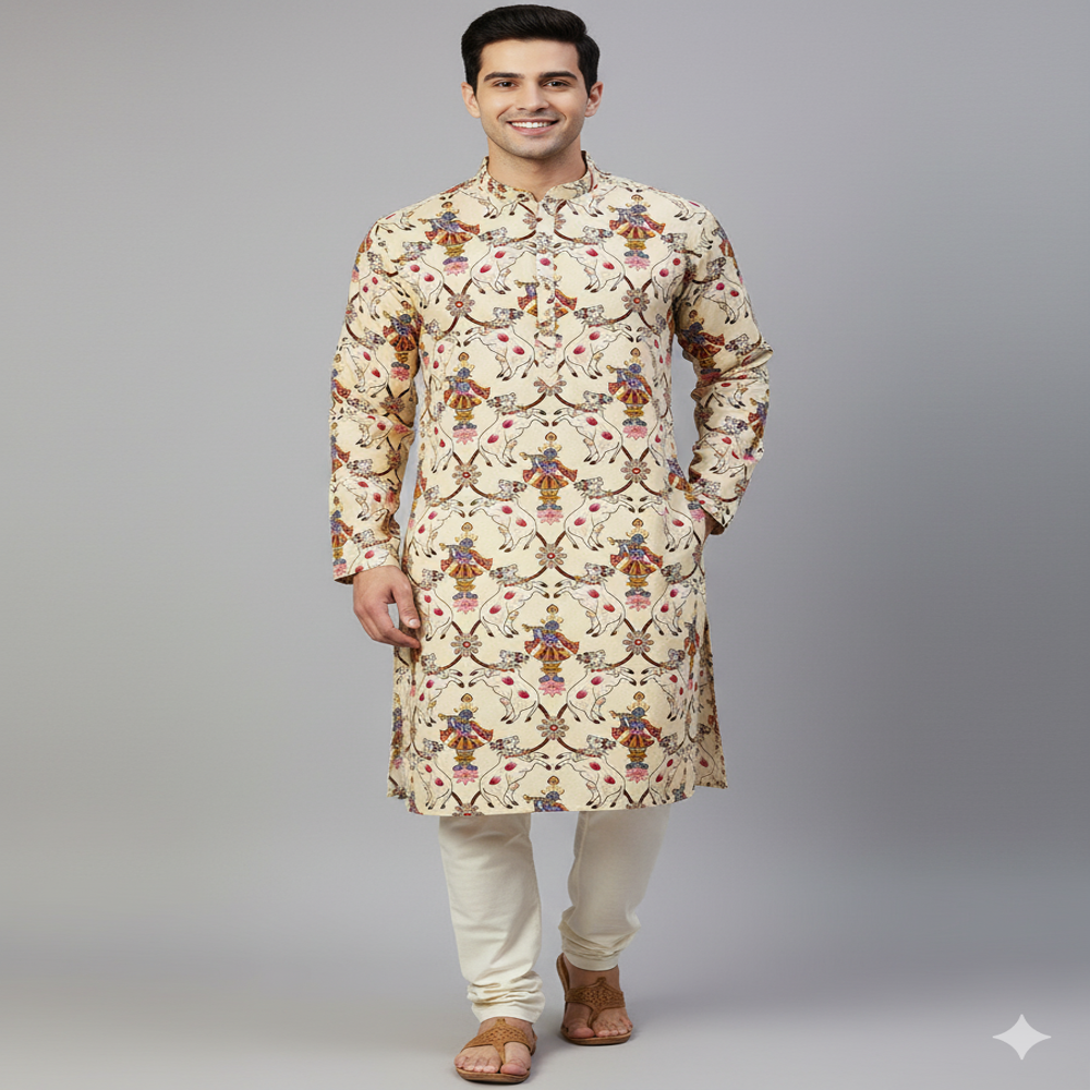 Pichwai/Krishna-themed print  FABRIC