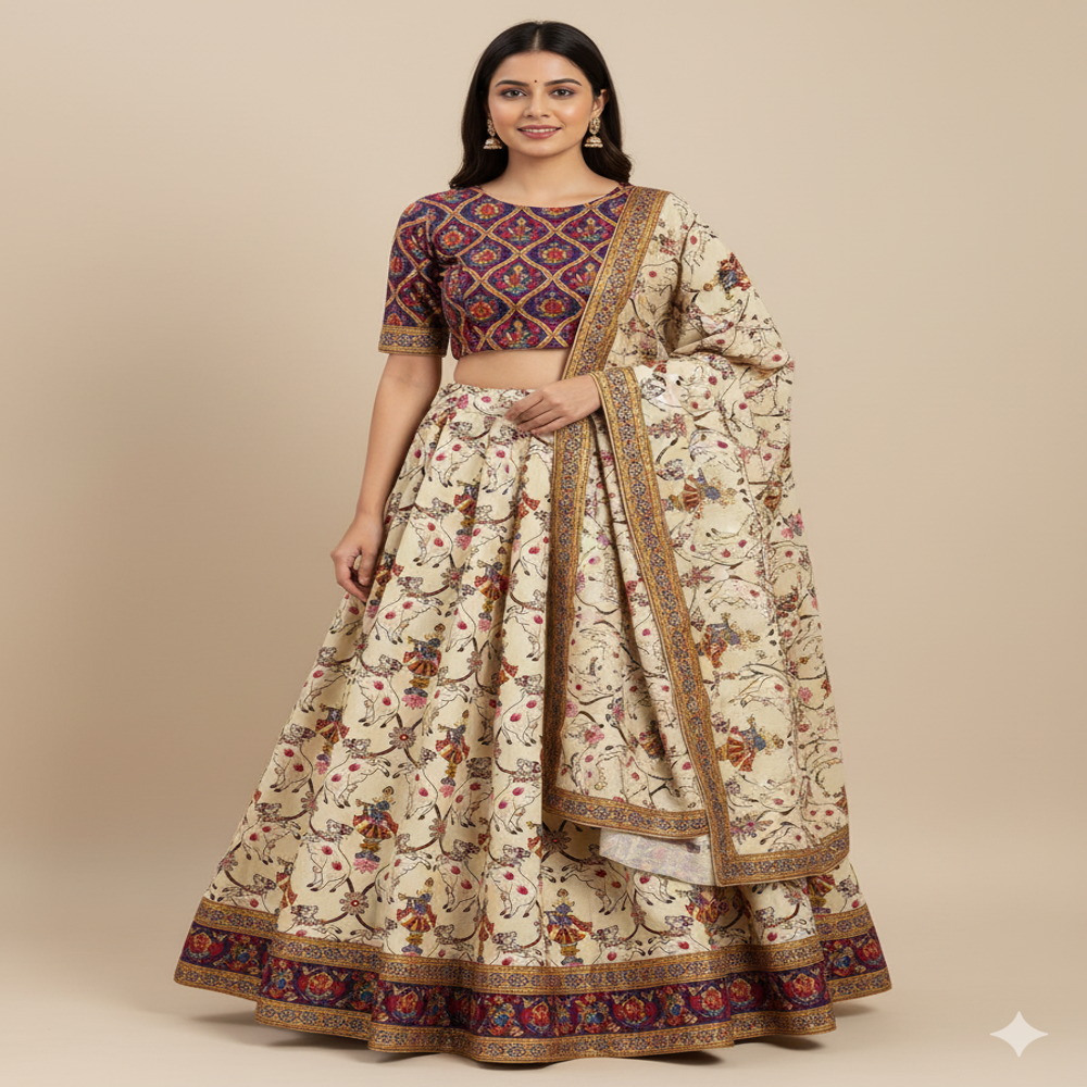 Pichwai/Krishna-themed print  FABRIC